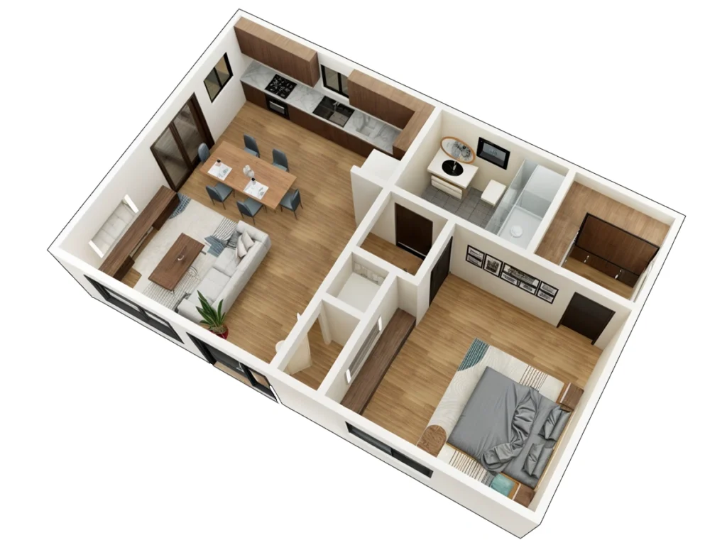 Lantern Hollow – 1,100 Sq Ft 4-Bedroom ADU Floor Plan