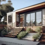 Modern detached ADU in Mountain View, CA with large windows and minimalist landscaping,