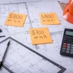Custom home cost planning with blueprints and calculator