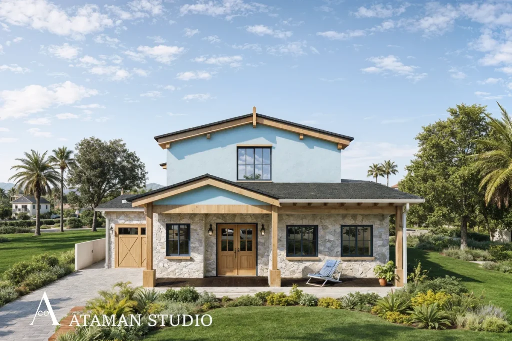Farmhouse-style home exterior with porch