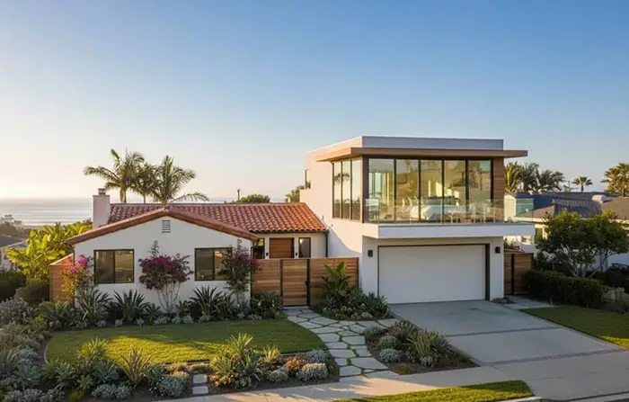 Second story addition house california modern design