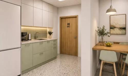 Medical staff kitchenette and break area interior design