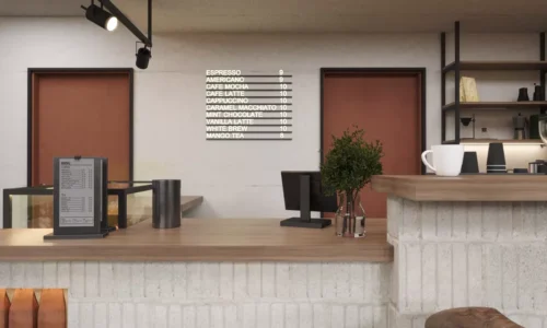 Food retail service counter and ordering area interior design