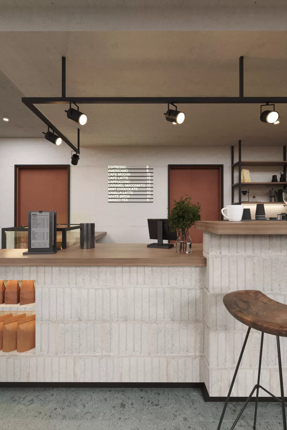 Food retail service counter and ordering area interior design