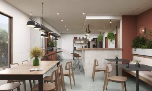 Modern café-style food retail space with open customer circulation