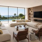 Modern California living room remodel with open layout, custom built-ins, and seamless indoor-outdoor design