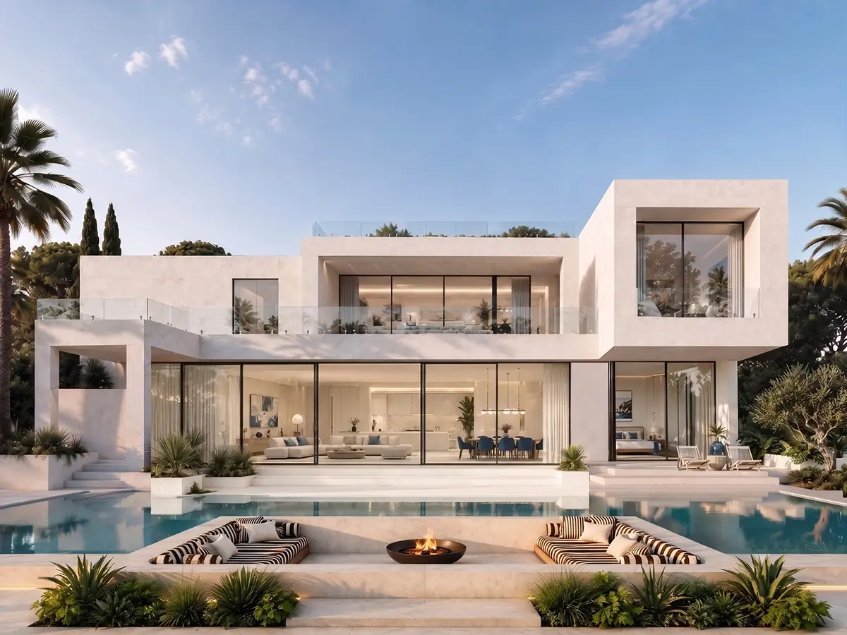 Modern luxury villa in San Diego with pool and outdoor living area designed by Ataman Studio