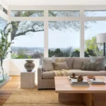 Luxury living room with large windows