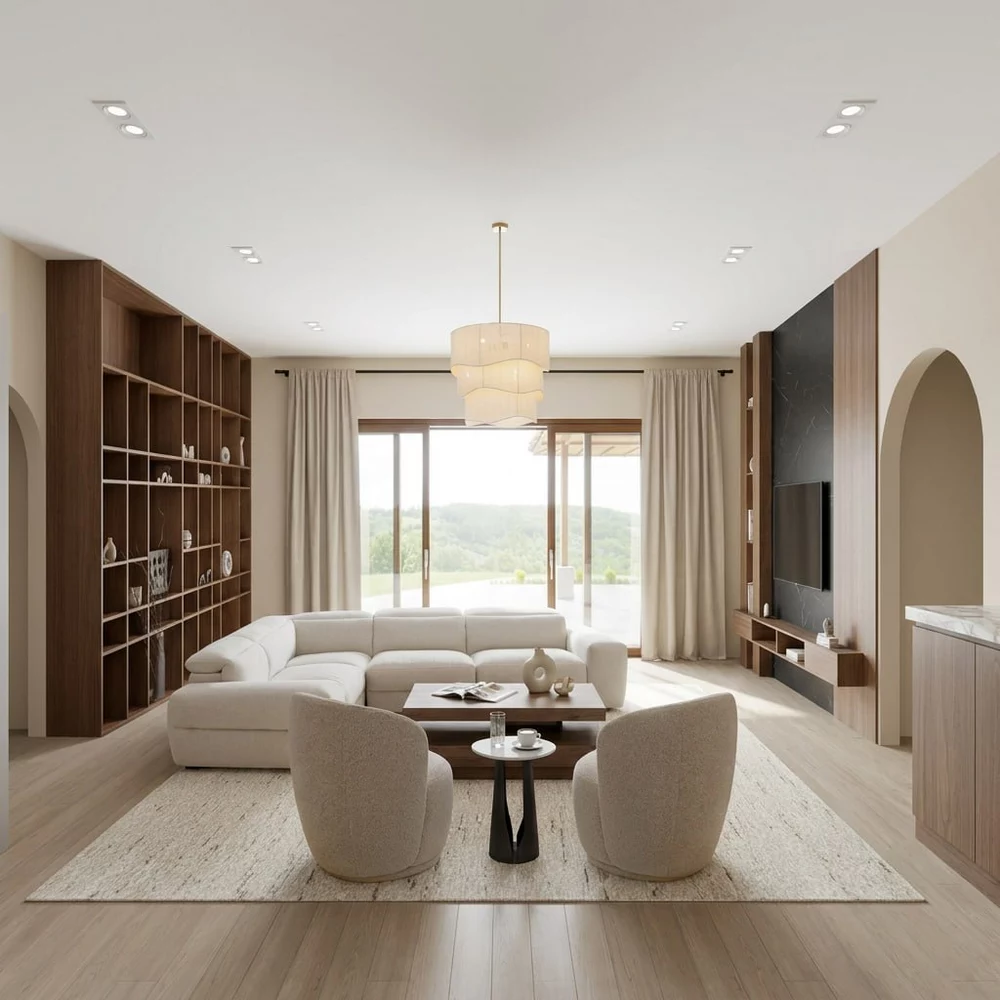 Modern living room with custom furniture