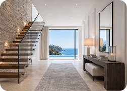 3D architectural rendering of a modern home