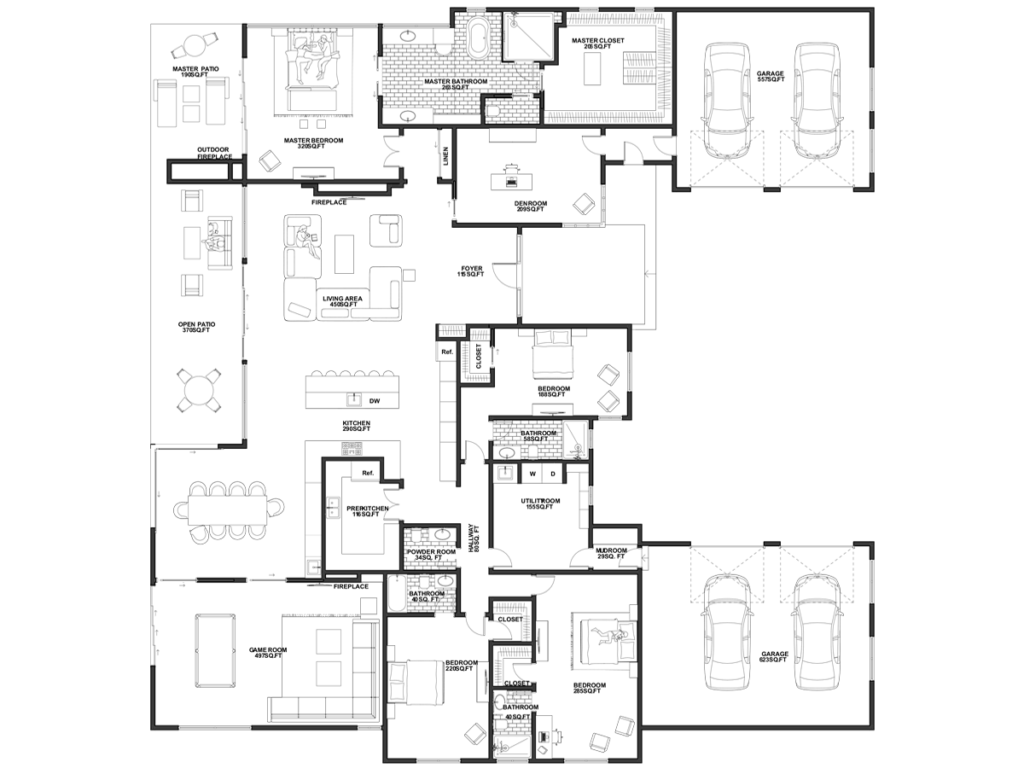 The Horizon Retreat 7,000 sq ft 4-bedroom one-story house floor plan