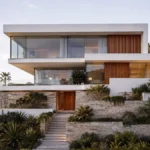 Modern residential architecture in Los Angeles with ocean views