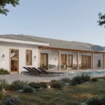 House and outdoor spaces planned around a California lot