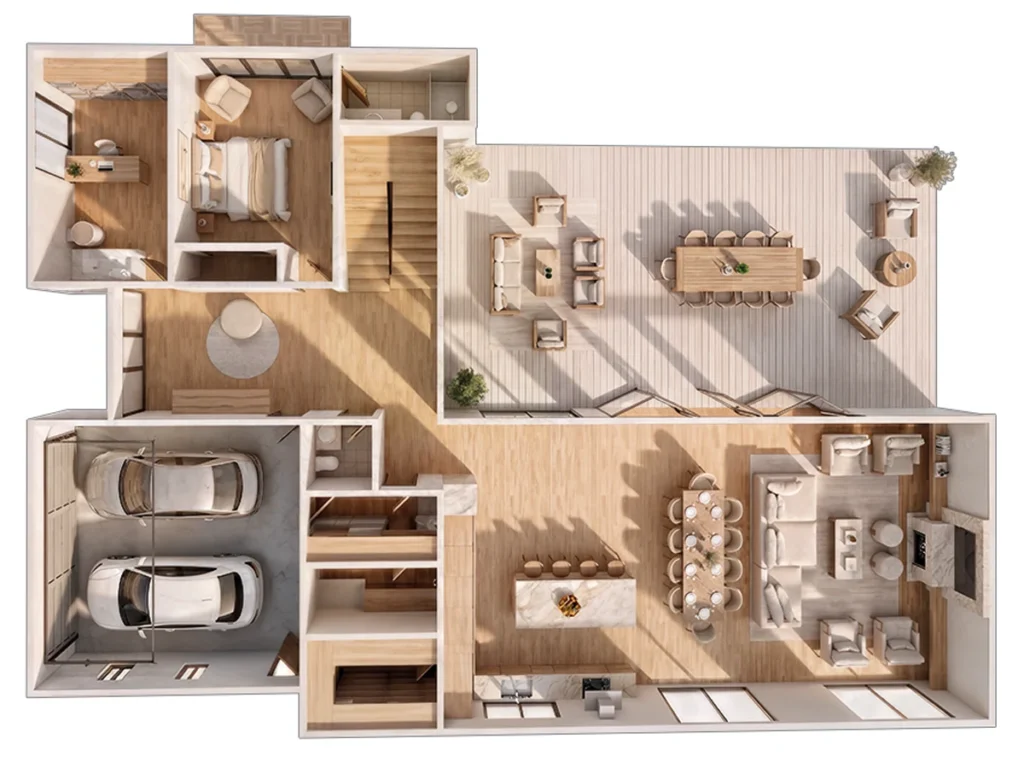The Pacific Terrace 4,220 sq ft house plan – 3D first floor
