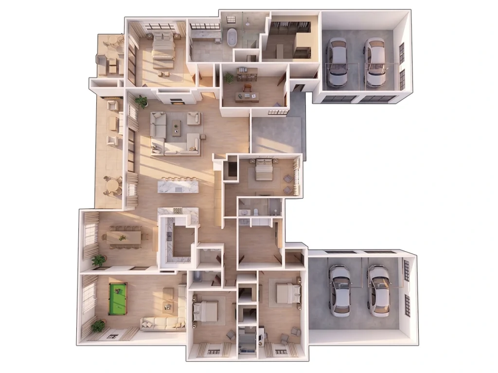 The Horizon Retreat 7,000 sq ft house plan – 3D floor plan
