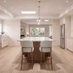 Open-plan kitchen and living space with defined functional zones
